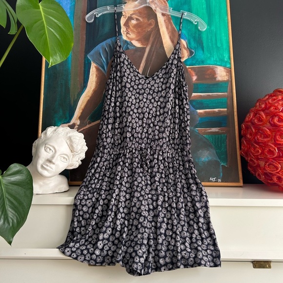 H&M Blue and White V Neck Romper with Side Pockets S - Picture 1 of 15